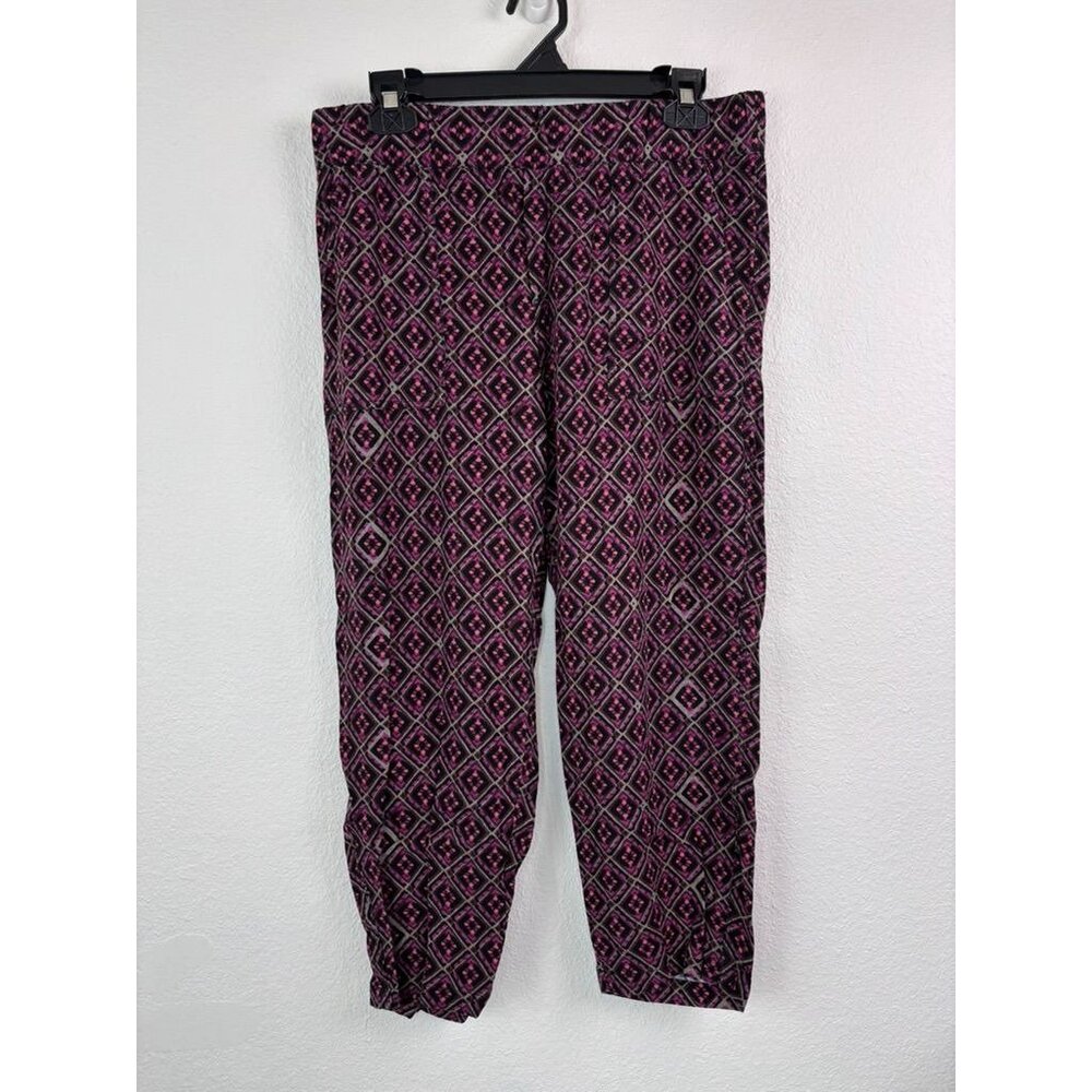 Soft Surroundings women's medium patterned cropped linen blend high‎ rise pants